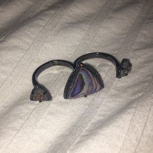 Kendra Scott Ann Double Ring - Abalone & Gunmetal
